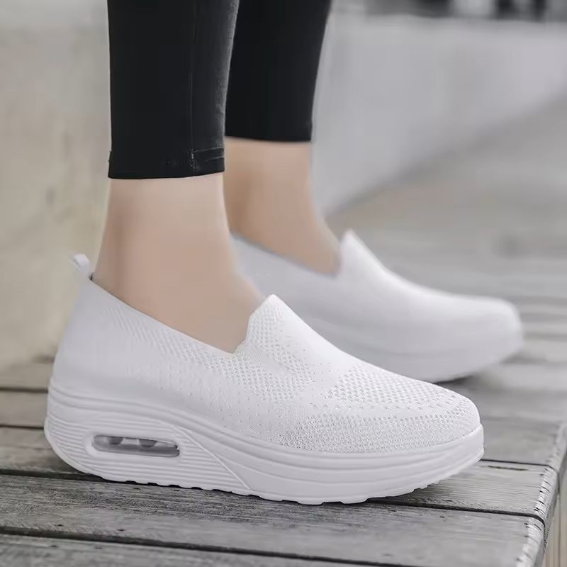 Womens Mesh Platform Loafers with Height-Boosting Sole