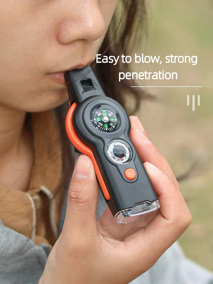 Emergency Survival Whistle with Compass and LED Light