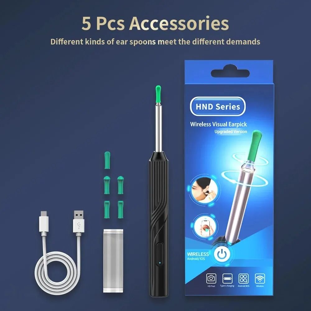 HD Wireless Ear Cleaner with Camera – Smart Otoscope Earwax Removal Tool Kit with 6 LED Lights
