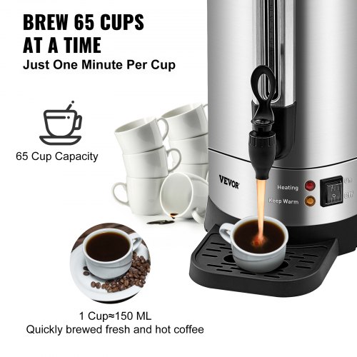 Commercial Coffee Urn Stainless Steel Fast Brewing Coffee Dispenser with Keep Warm