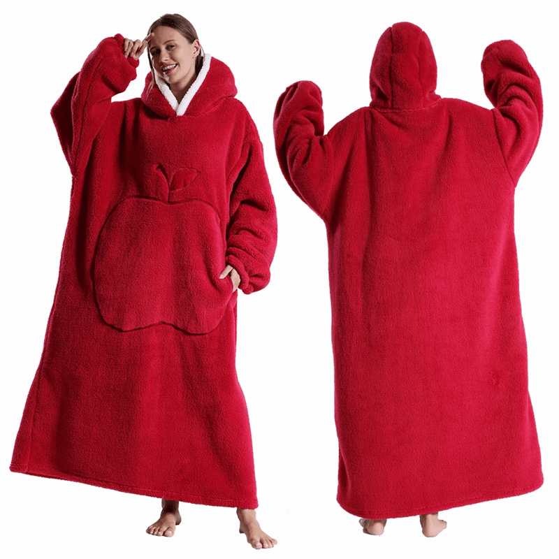 CozyWrap Extra Long Hooded Blanket with Sleeves – Ultra-Soft Winter Wearable Throw