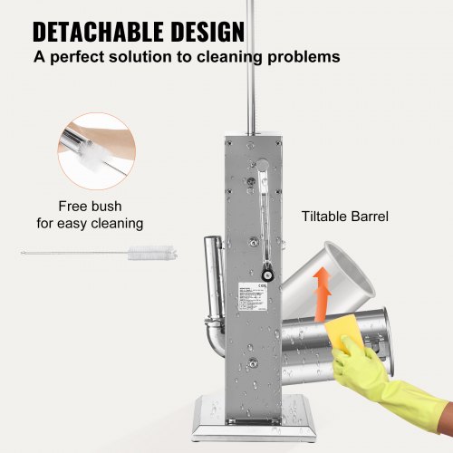 Vertical Manual Sausage Stuffer, Stainless Steel Sausage Filling Machine with Tubes, Suction Base
