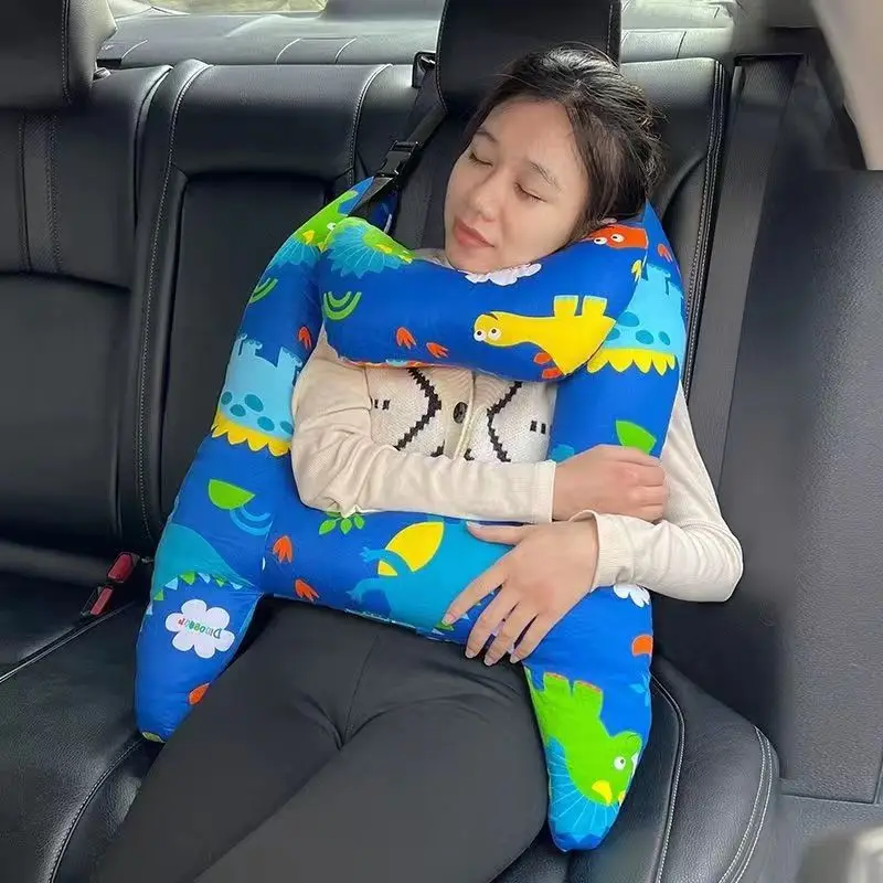 Car Travel Head Pillow Support, H-Shape Sleeping Cushion for Auto Seat Safety Neck Pillows