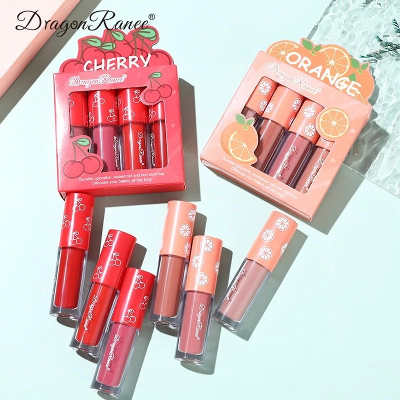 Mini Velvet Matte Lip Gloss Set Long-Lasting Fruit Scented Lip Tint