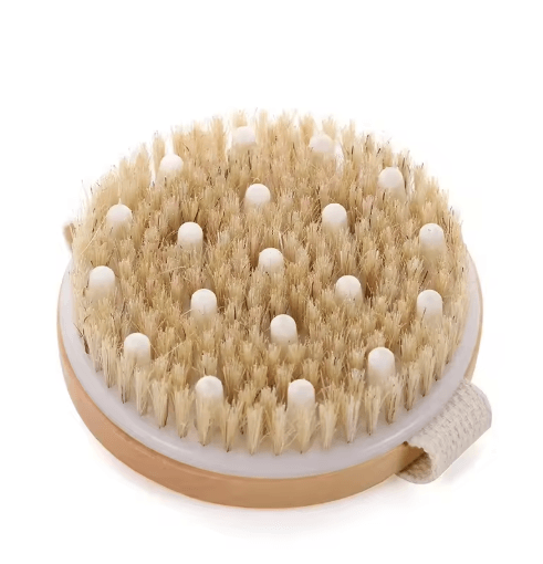 2-in-1 Dry Skin Body Massage Brush with Natural Bristles