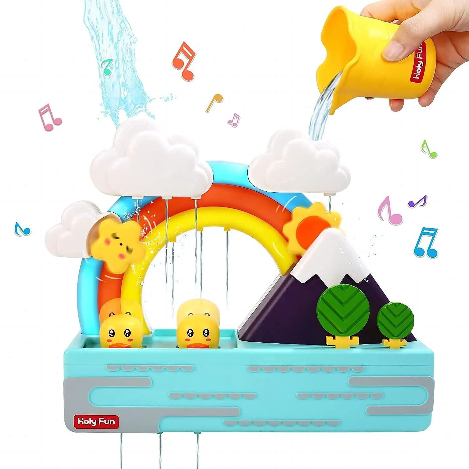 Bath Duck Toy with Rainbow Light and Music Toddlers Bathtub Toy Educational Water Game