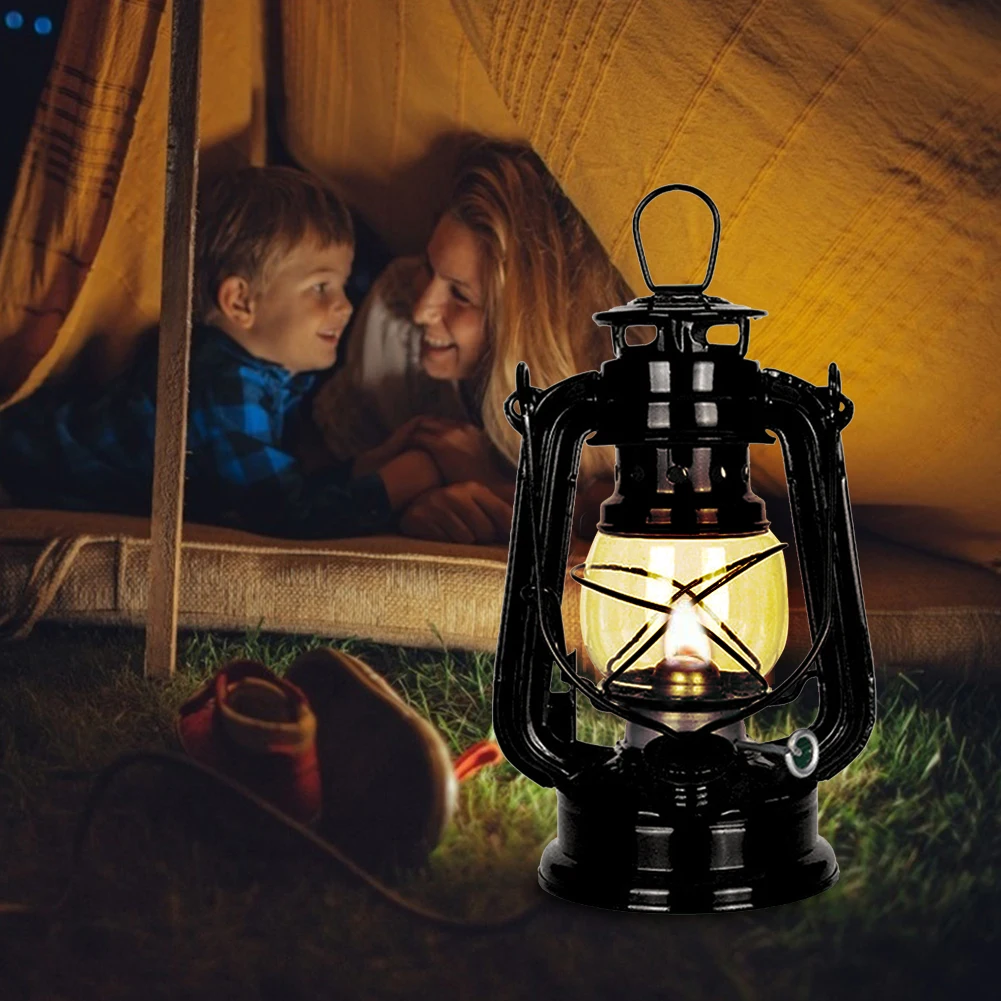 Vintage Kerosene Lantern Retro Metal Camping Oil Lantern for Outdoor Decor & Emergency Lighting