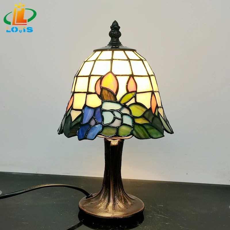 6 Inches Scandinavian Orchid Glass Table Lamp, Small Bedside Night Light for Bedroom Breastfeeding Cafe Decor Gift