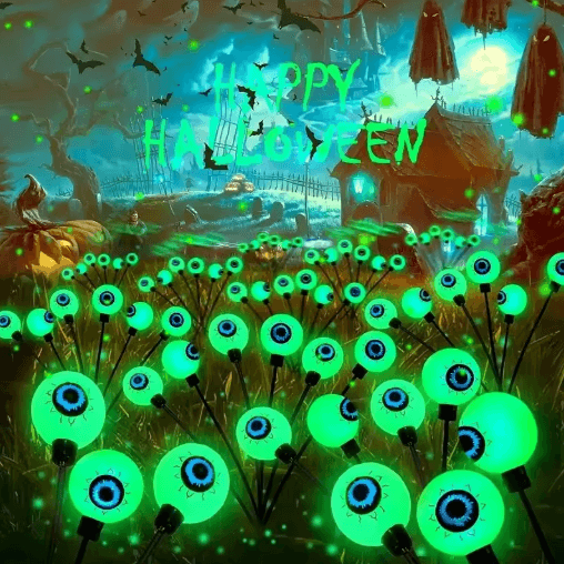 Solar Eyeball Firefly Garden Lights – 6-Head Halloween Solar Stake Lights