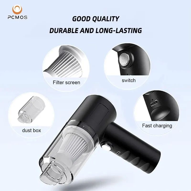 PCMOS Wireless Handheld Vacuum Cleaner for Home and Car, Powerful Cordless 5500Pa Suction with Washable HEPA Filter