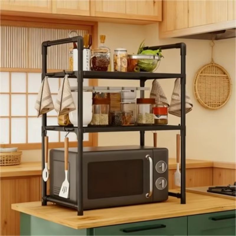 Heavy Duty Kitchen Baker's Rack Floor Standing Microwave Oven Stand with 2-Tier Storage Shelf