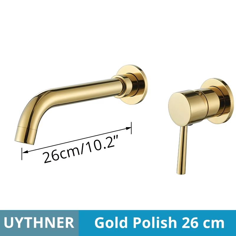 Brushed Gold & Black Concealed Wall Mounted Basin Faucet Mixer