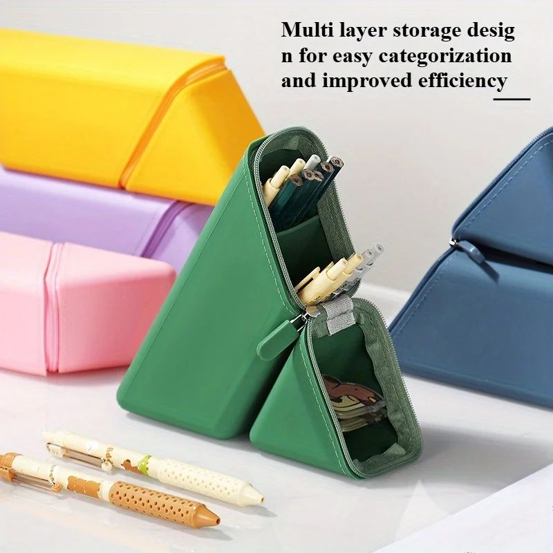 Foldable Silicone Pen Holder – Flexible Desktop Office & Study Organizer Cup