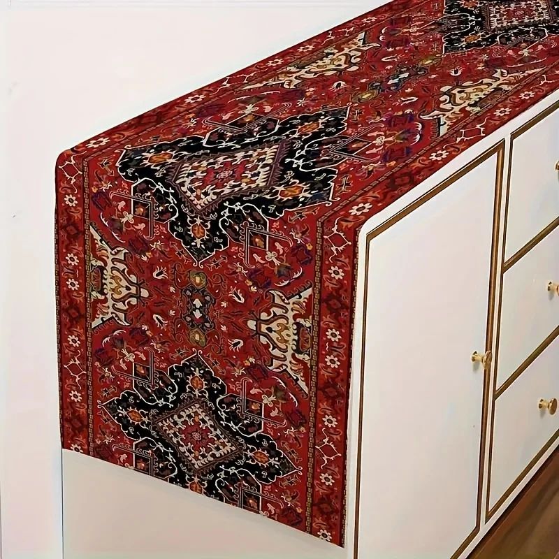 Bohemian Red Persian Stripe Table Runner