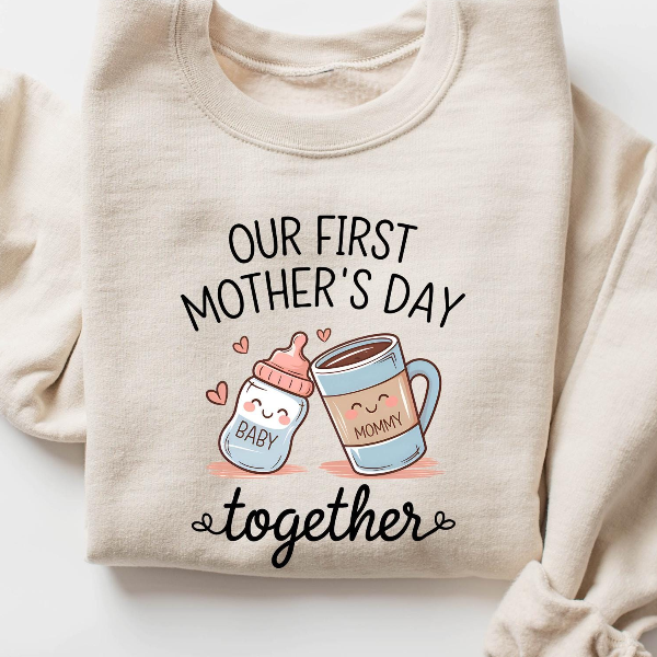 Our First Mother's Day Shirt New Mama Baby Matching Tee