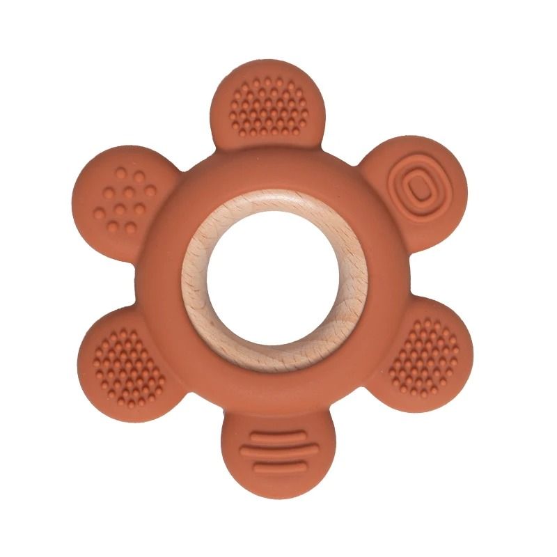 Fruit-Theme Silicone & Wooden Baby Teether – BPA-Free Infant Chewing Toy