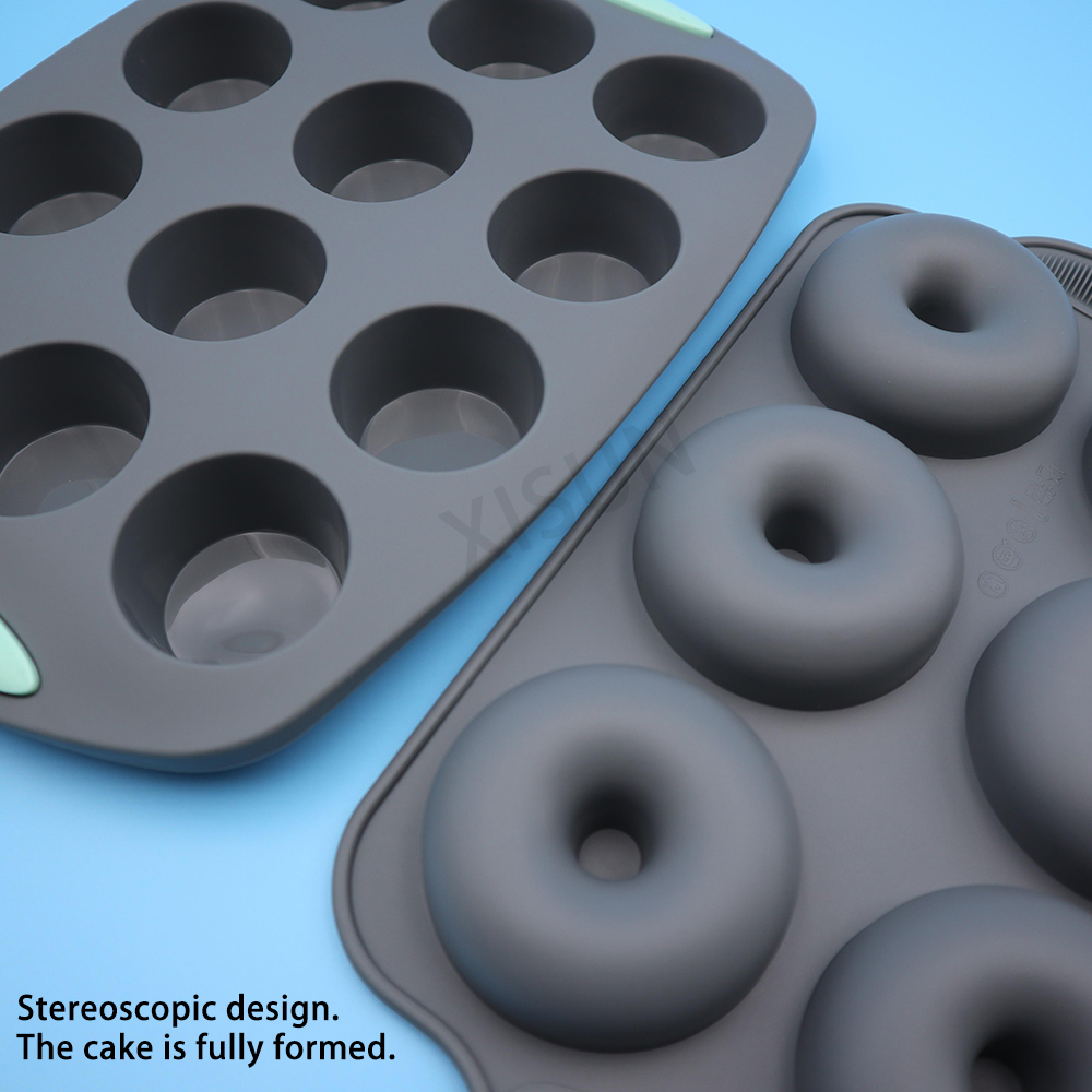 Heat resistant silicone loaf bread muffin donut cake baking tray oven baking pan silicone bakeware set Silicone Cake Pan