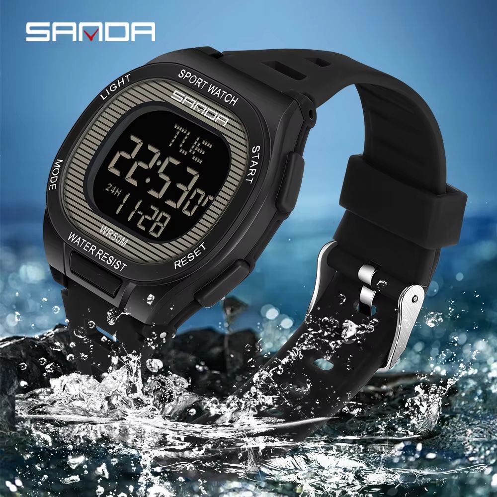 SANDA 2195 Luxury Military Digital Sports Watch with LED Display and Dual Time