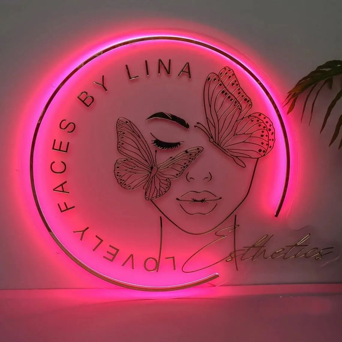 Custom Backlit Business Logo Sign | LED Acrylic & Metal Salon Signage