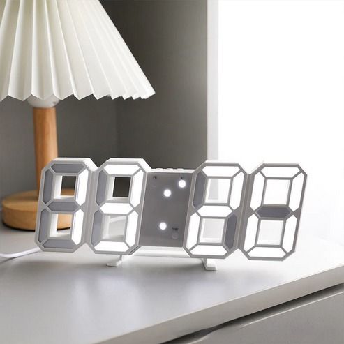LED Big Wall Clock, USB Powered Digital Alarm, Snooze Function, Auto Brightness