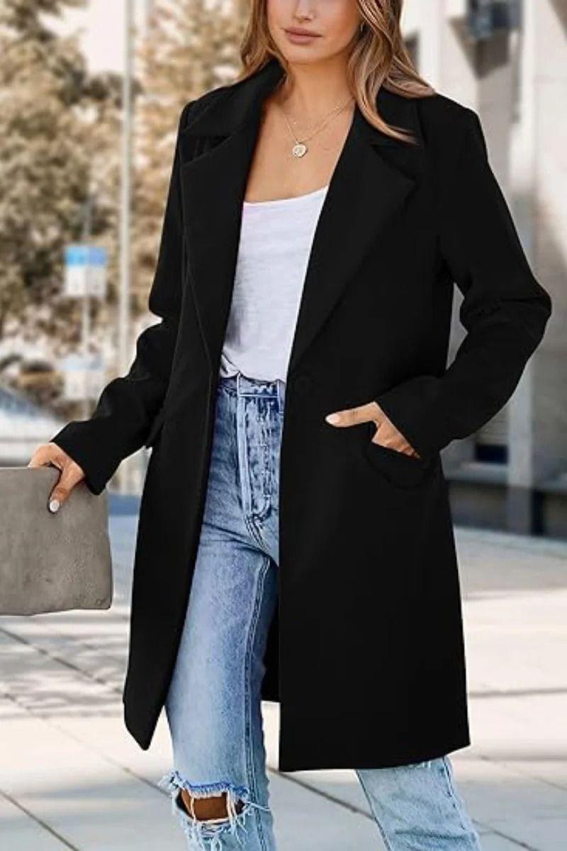 Elegant Double-Breasted Winter Wool Blend Coat