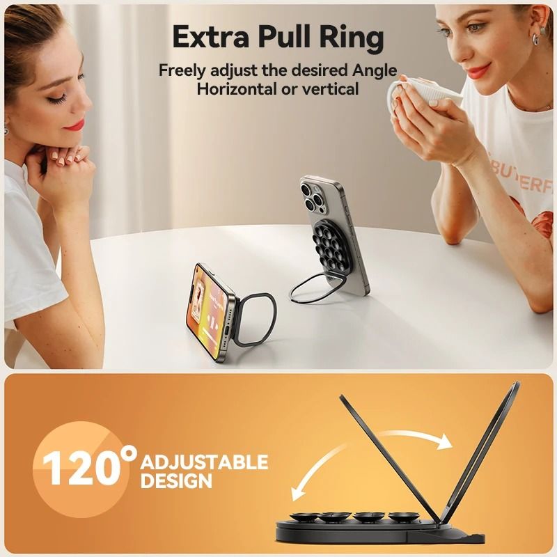 Suction Cup Magnetic Phone Mount – Strong Magnetic Holder with Integrated Pull Ring
