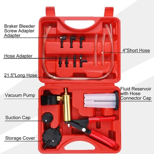Brake Fluid Bleeder, Hand Held Vacuum Pressure Pump Tester Set, Bleeding Kit Box for Auto Repair