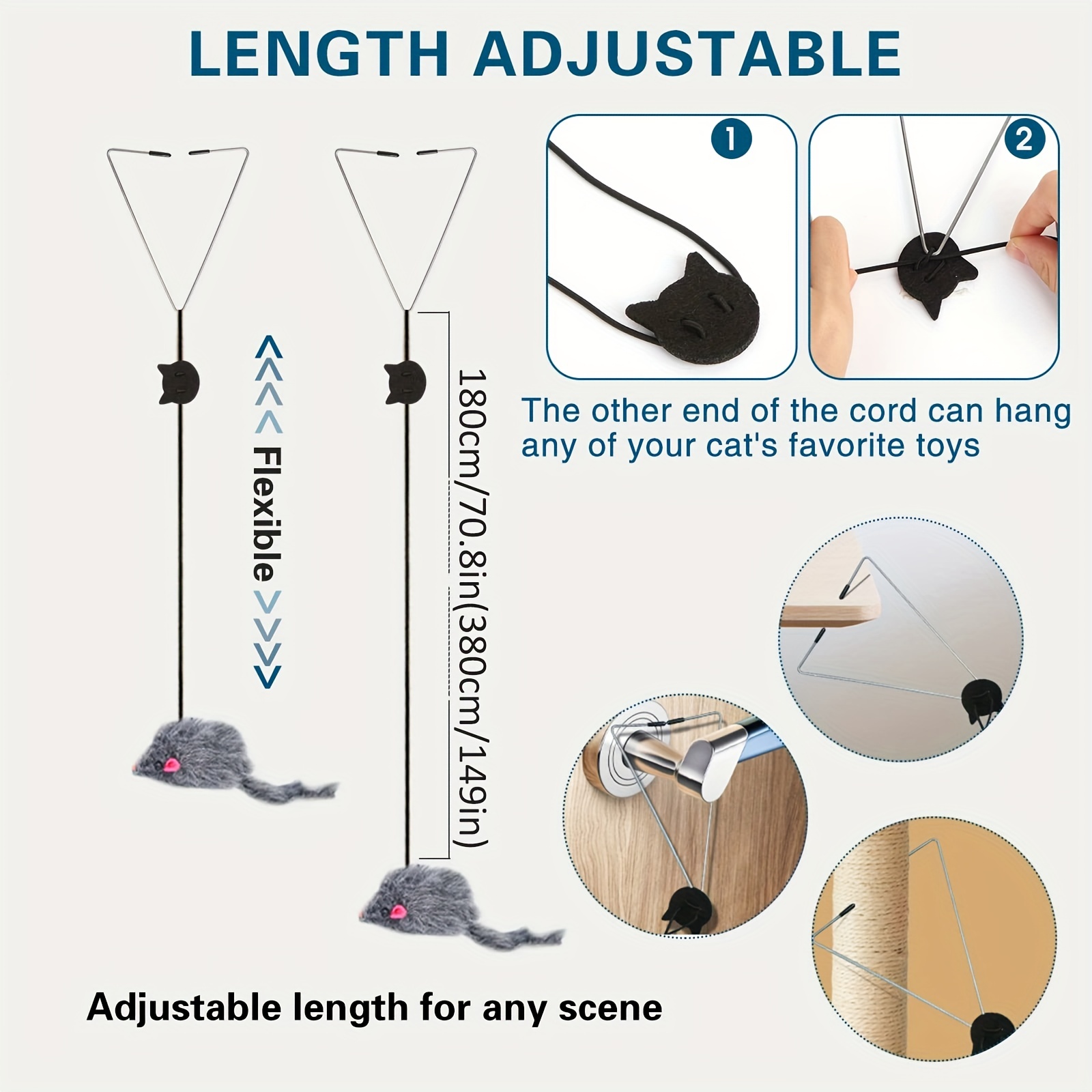 Interactive Door Hanging Cat Toy Self Play Kitten Hanging Toy for Indoor Cats