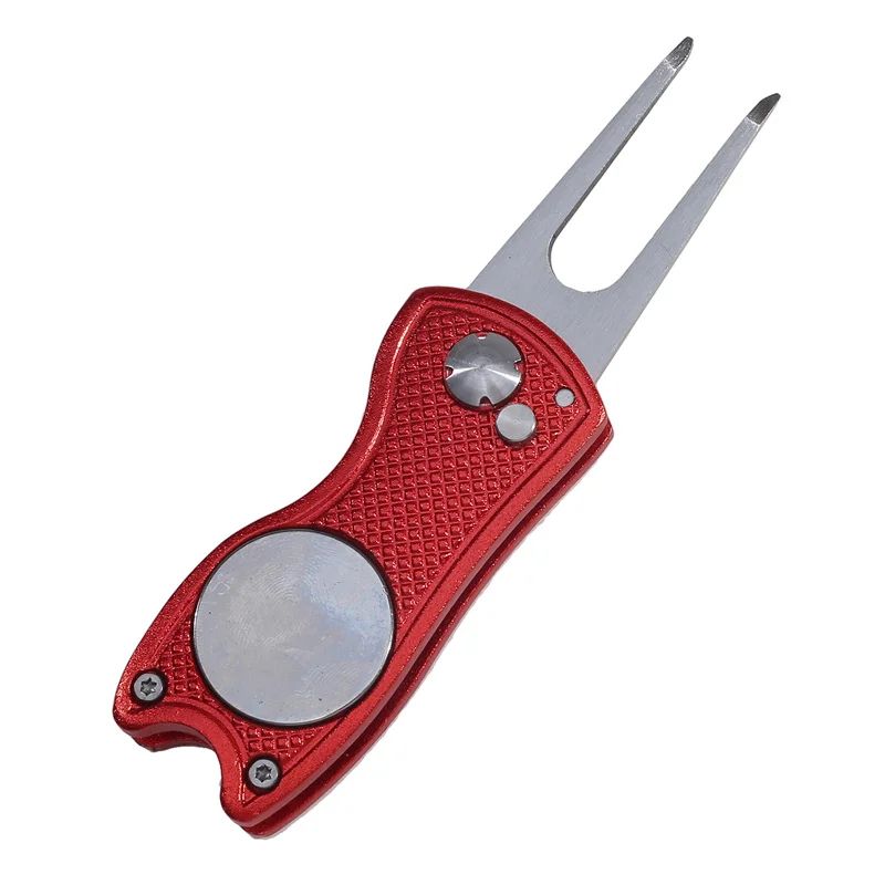 Foldable Golf Divot Repair Tool with Groove Cleaner