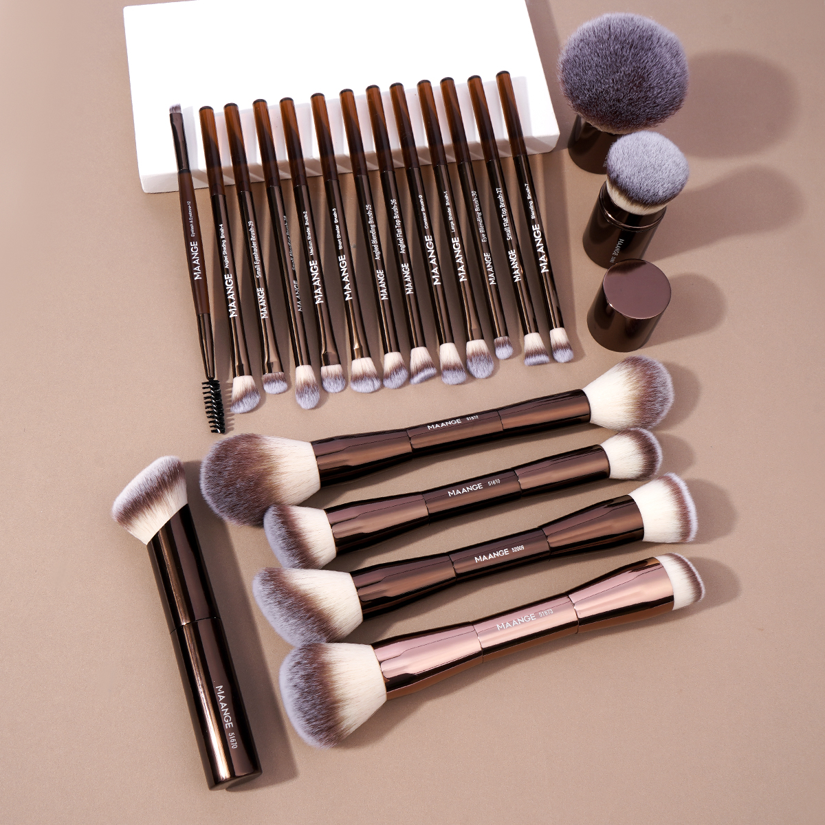 Pro Makeup Brushes Double Ended Foundation & Concealer Blending Brush for Liquid, Cream & Powder Application