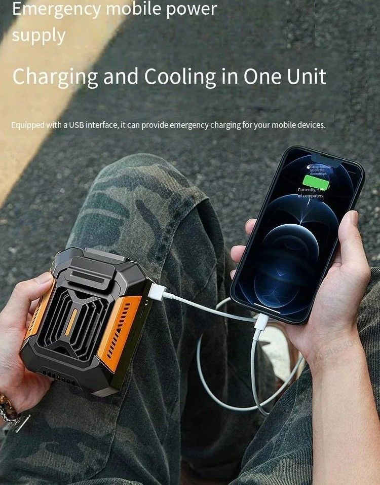 Portable Wearable Belt Clip Fan and Personal Power Bank
