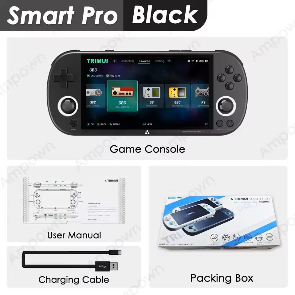 Smart Pro Retro Handheld Game Console – 4.96in IPS Display with RGB Joystick Lights