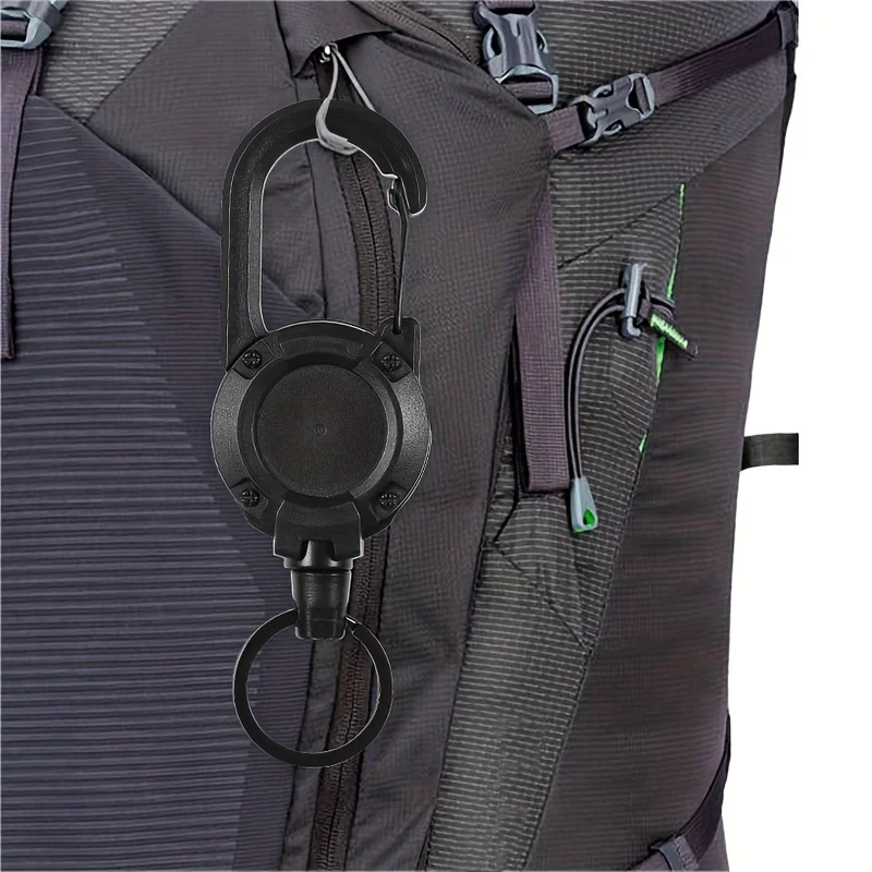 Heavy Duty Extendable Keychain Badge Reel with Retractable Holder and Carabiner for Outdoor Bags