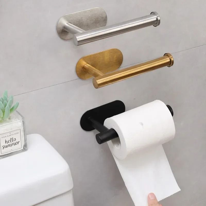 Self-Adhesive Stainless Steel Toilet Paper Holder | Premium No-Drill Wall Mount Tissue Dispenser