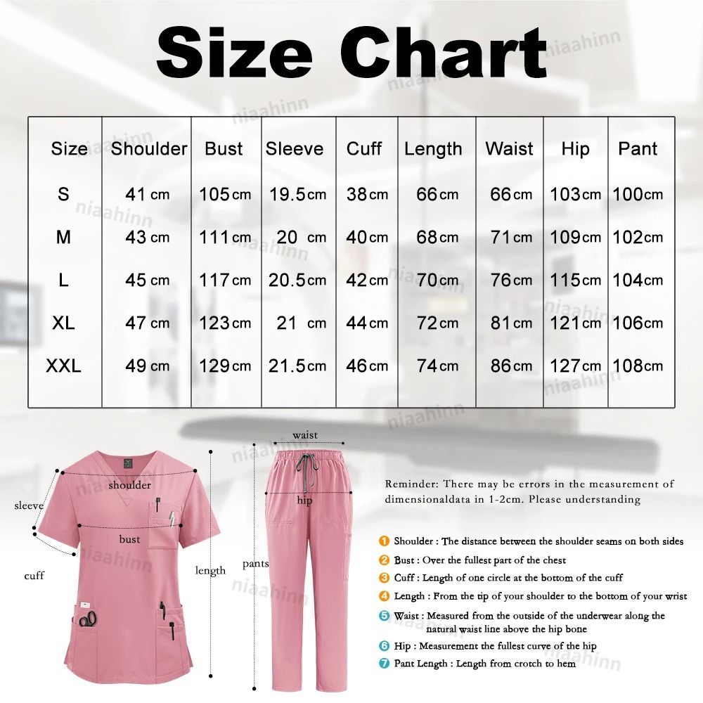 Multicolor Medical Scrubs Set with Short Sleeve Top and Pants for Women
