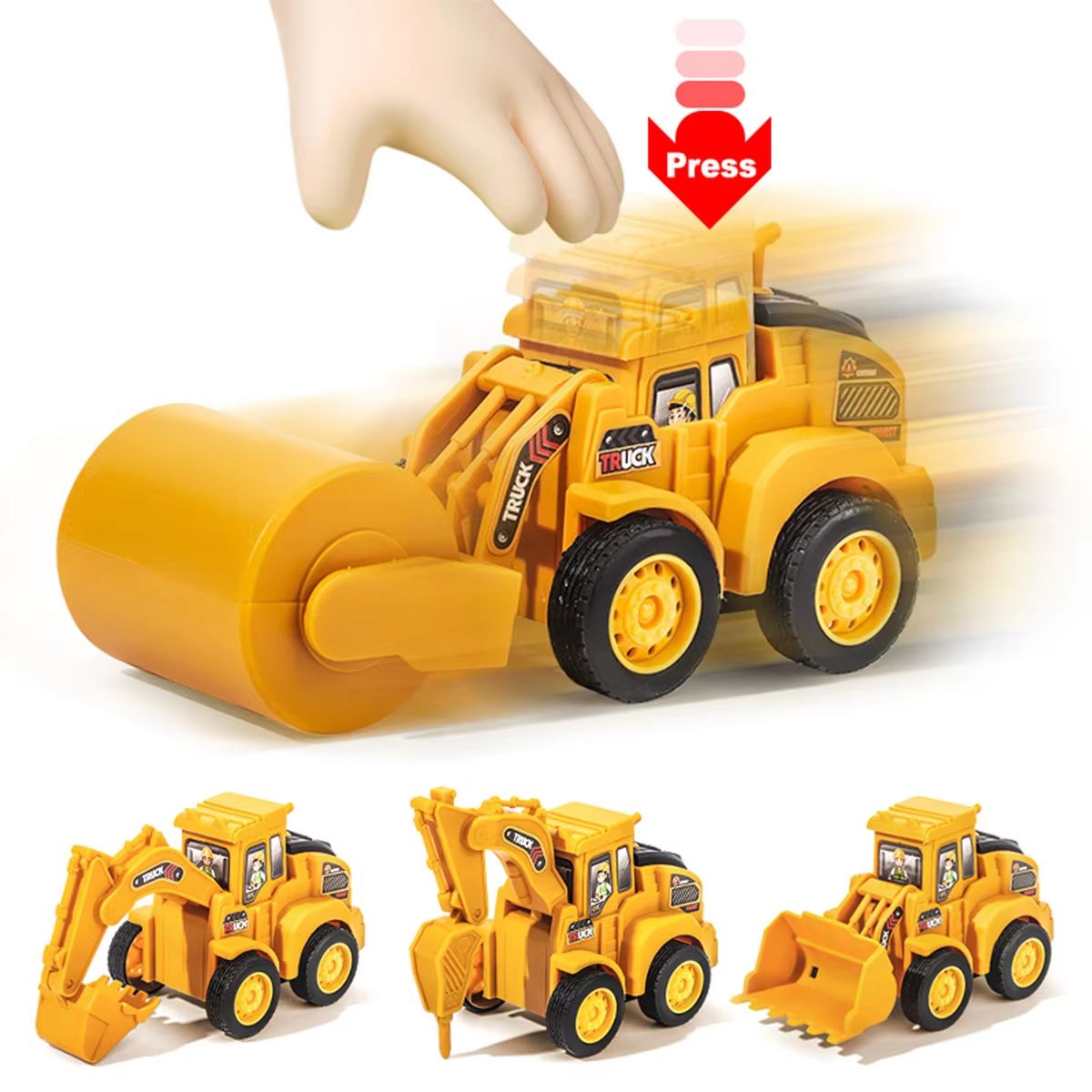 Compact Sliding Excavator and Bulldozer Kids Construction Vehicle Toy