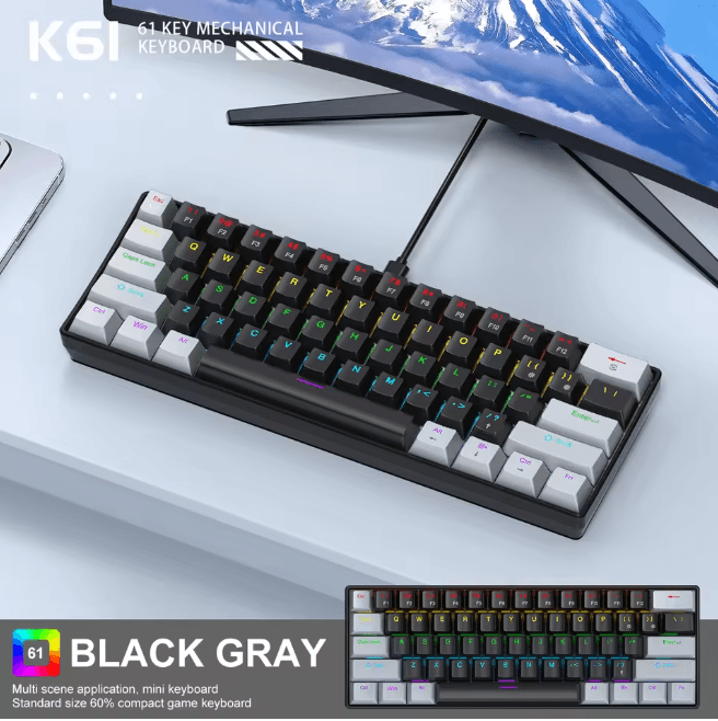 APAYADO K61 Mini Mechanical Keyboard 60 Percent Gaming Keyboard with RGB