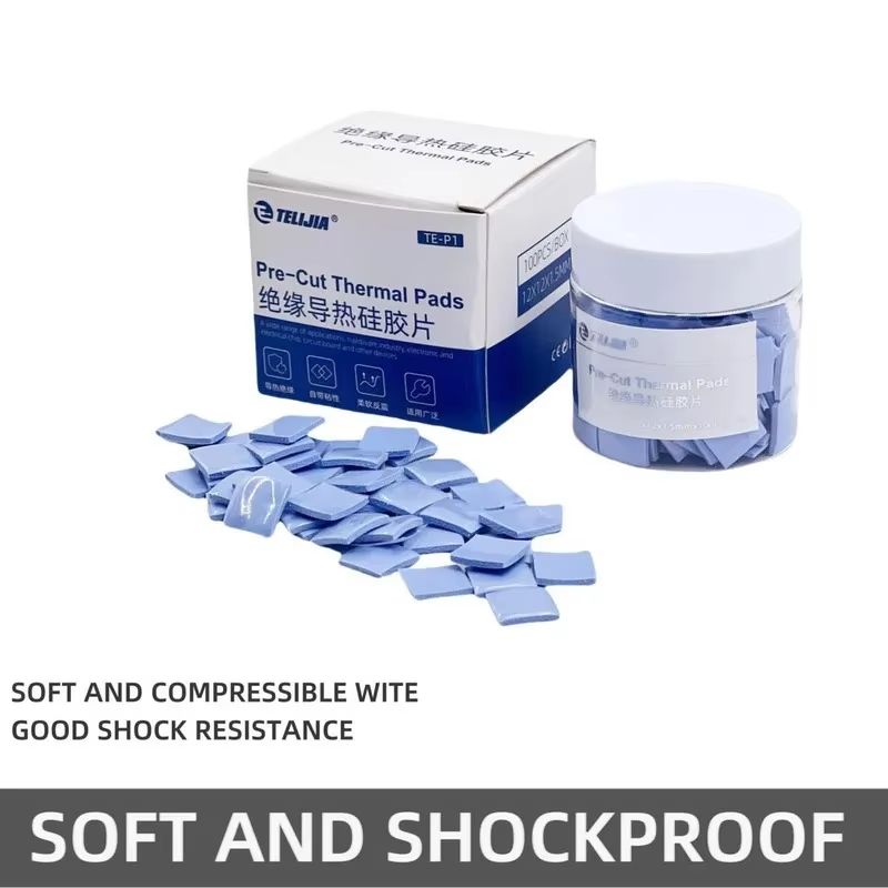 100 PCS 12x12 mm Blue-Grey Thermal Silicone Pads for Mobile Phone and Notebook Heat Management
