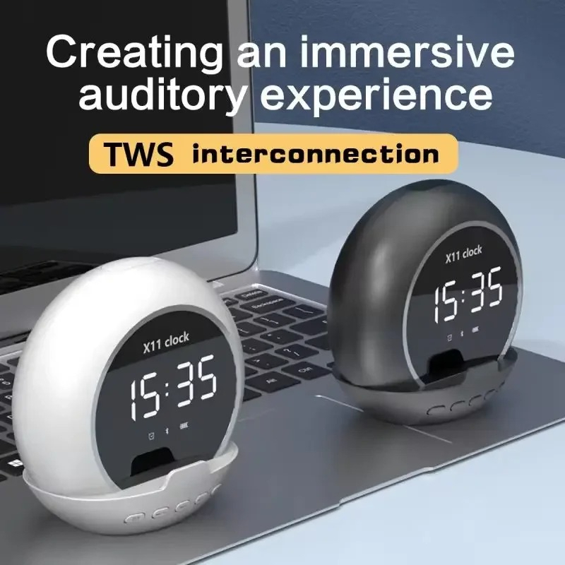 Wireless Speaker and Alarm Clock, Multifunctional Digital Music Device for Home, Travel, and Sports, Small Size