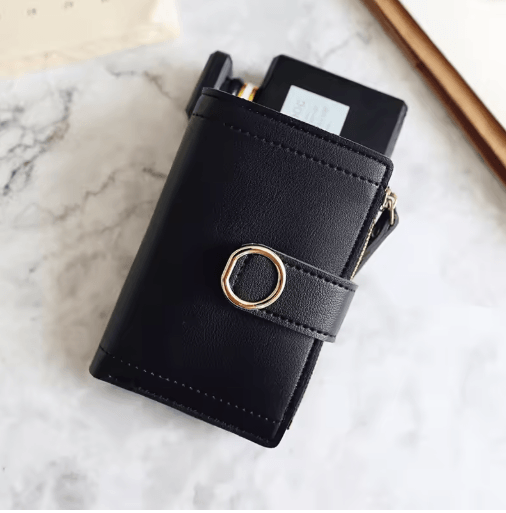 Cute Womens Zipper Wallet Compact PU Leather Card Holder & Coin Purse