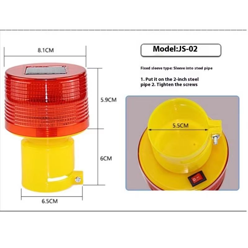 Solar LED Traffic Warning and Crane Safety Beacon Light with Emergency Flashing Lamp