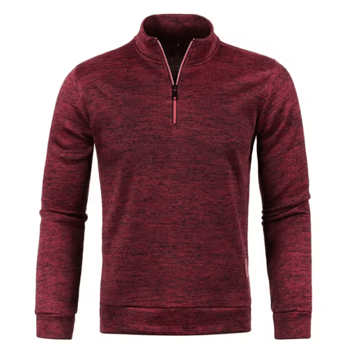 Mens Half Zip Pullover Sweatshirt Long Sleeve Solid Color Turtleneck Streetwear Jacket