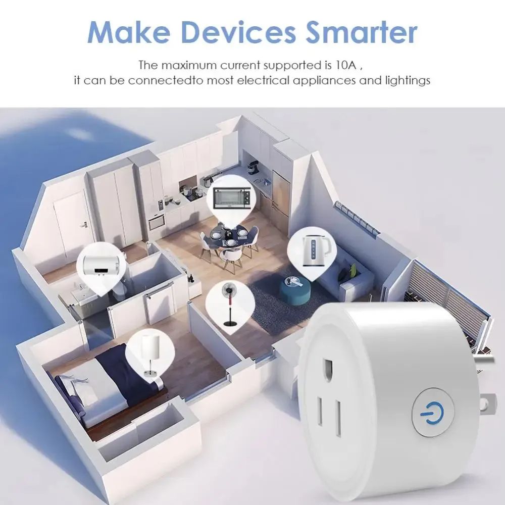Tuya Smart WiFi Plug US Standard Wireless Outlet – Remote Control Smart Home Appliance Compatible with Alexa & Google
