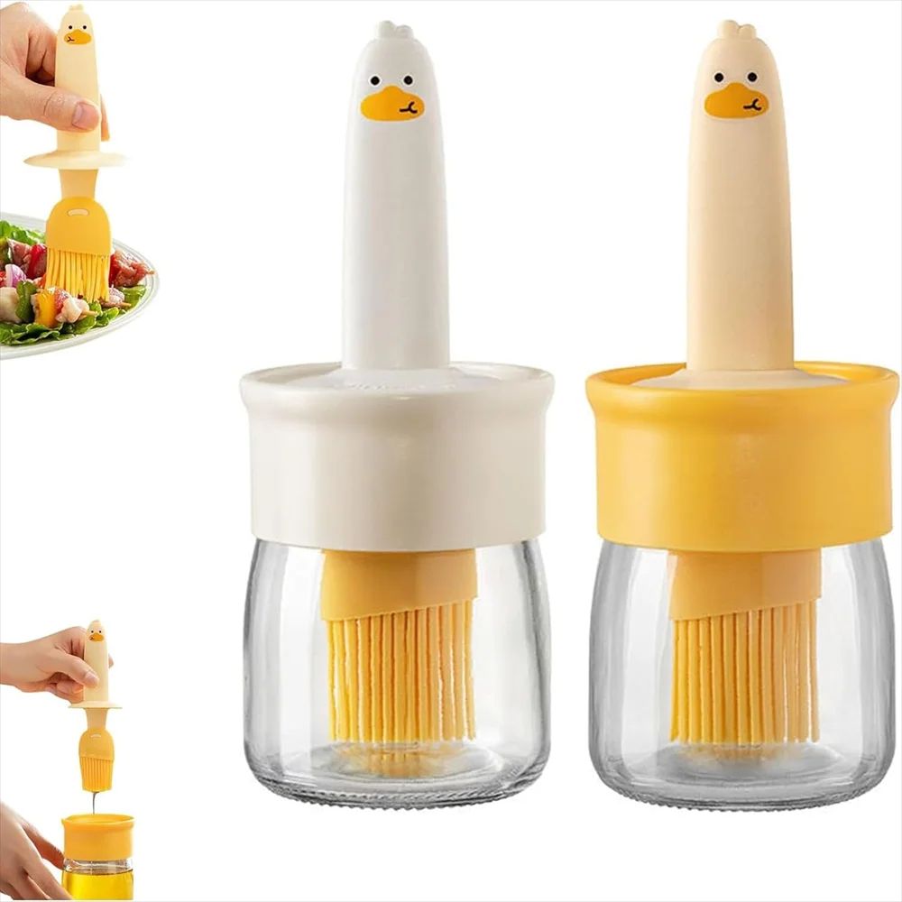 2-in-1 oil dispenser bottle with brush, Heat-Resistant Silicone Basting Brush & Mess-Free cooking oil bottle