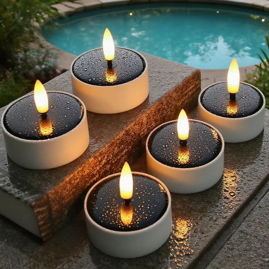 Solar Flameless Candle Lights Waterproof Outdoor LED Set 6PCS