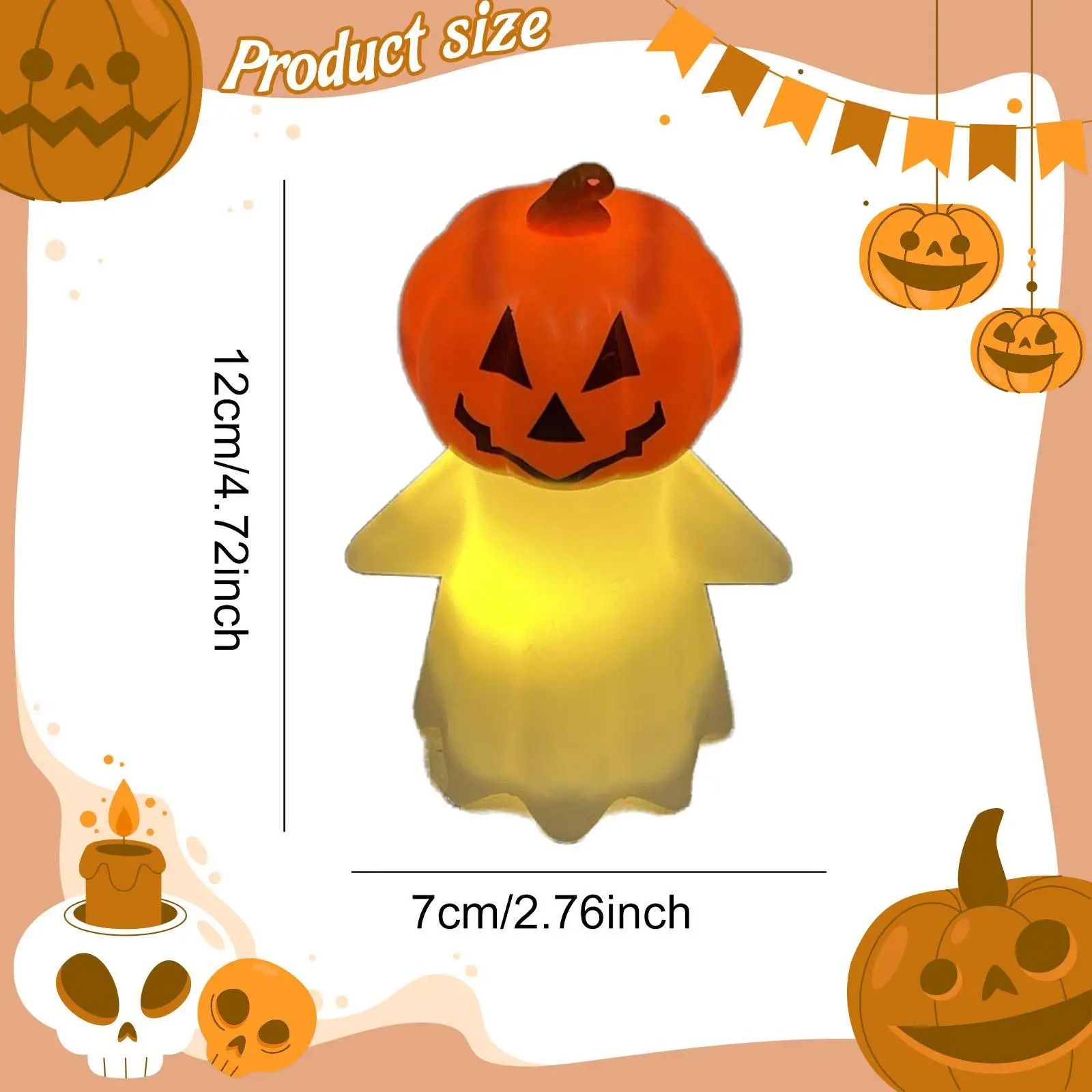 Ghost Reading Book Lamp Halloween Decorative Light Figure