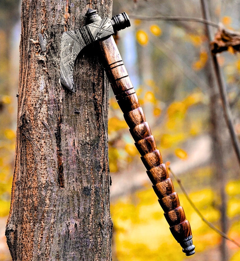 Damascus Steel Tomahawk, Hatchet Axe Hunting Camping Axe Handmade Perfect Gift for Him, Gift for Dad