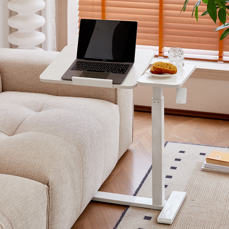 Rolling Lazy Table with Adjustable Tilt Height, Moveable Computer Desk, Overbed Corner Desk with Wheels for Home Office