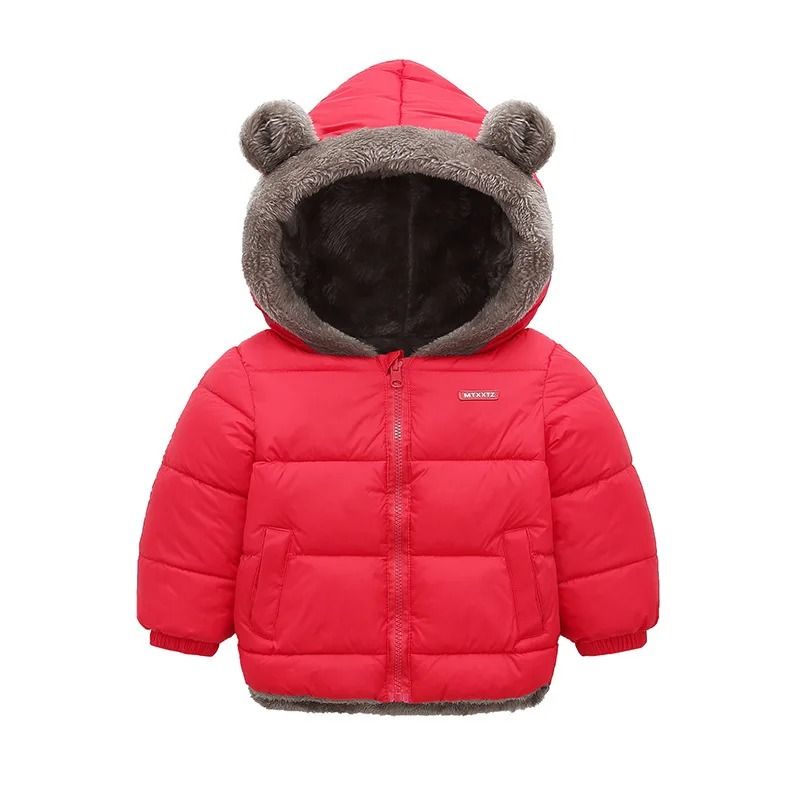 Childrens Thick Fleece Hooded Jacket - Winter Cashmere Padded Outerwear