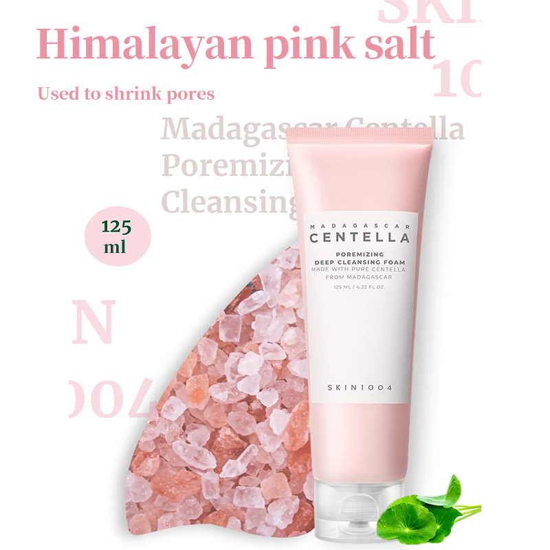 Centella Pink Salt Pore Care Cleanser, Ampoule Facial Serum Deep Cleanser for Fresh, Bright Skin Tone